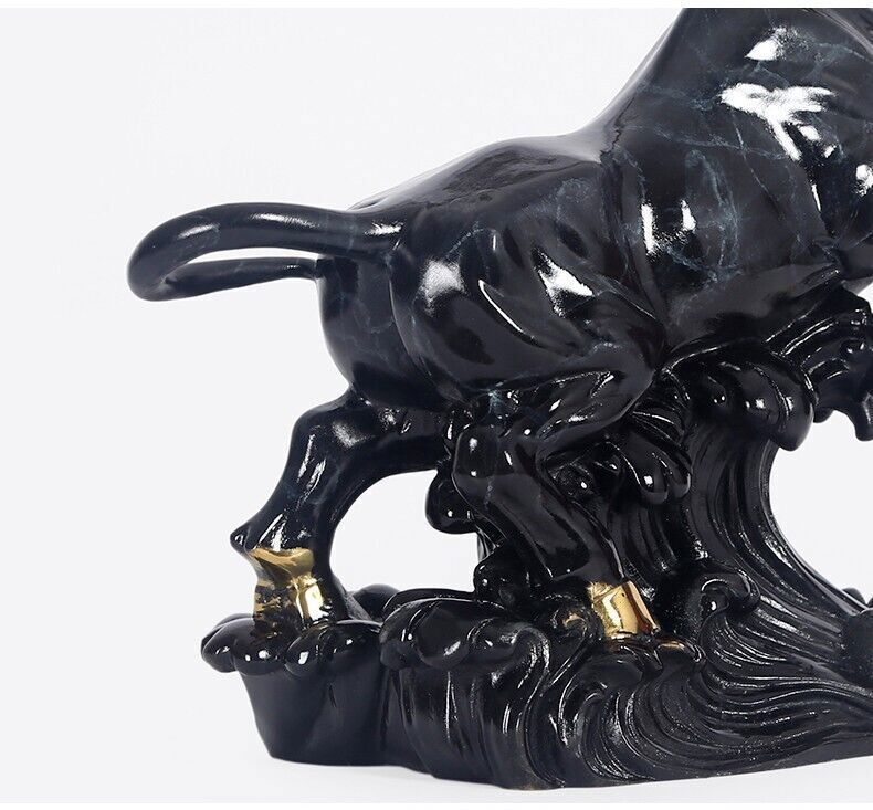 9 in,brass Copper home Feng shui auspicious animal fortune wealth bull ox statue