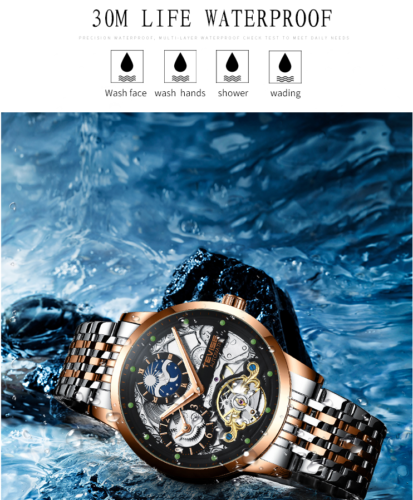 Tevez fashion men's fully automatic mechanical wrist watch