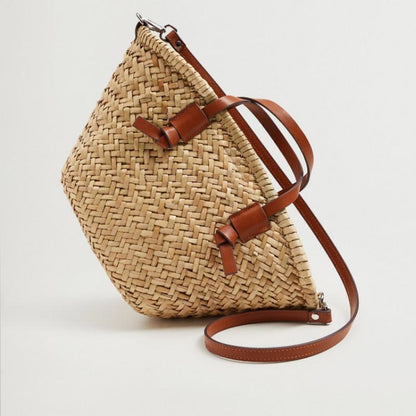 Wicker Woven Basket Bags Rattan Women Handbags Beach Straw Tote Crossbody Bag