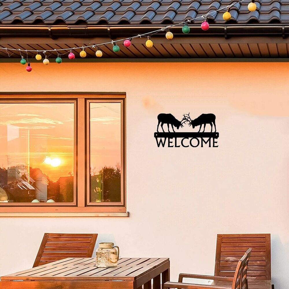 Fighting Elks Welcome Sign Ornaments Artwork Wall Stickers Shape Decoration