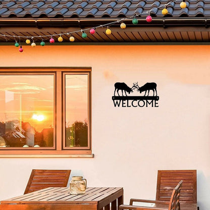 Fighting Elks Welcome Sign Ornaments Artwork Wall Stickers Shape Decoration