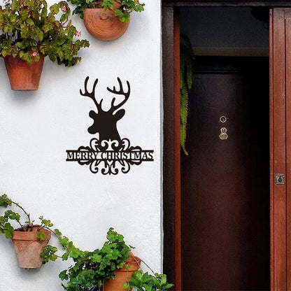 Christmas Elk Metal Welcome Sign, Christmas Decoration, Metal Silhouette