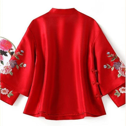 Tang Suit Coat Embroidery Chinese Tops Women Blouse Loose Female Shirt