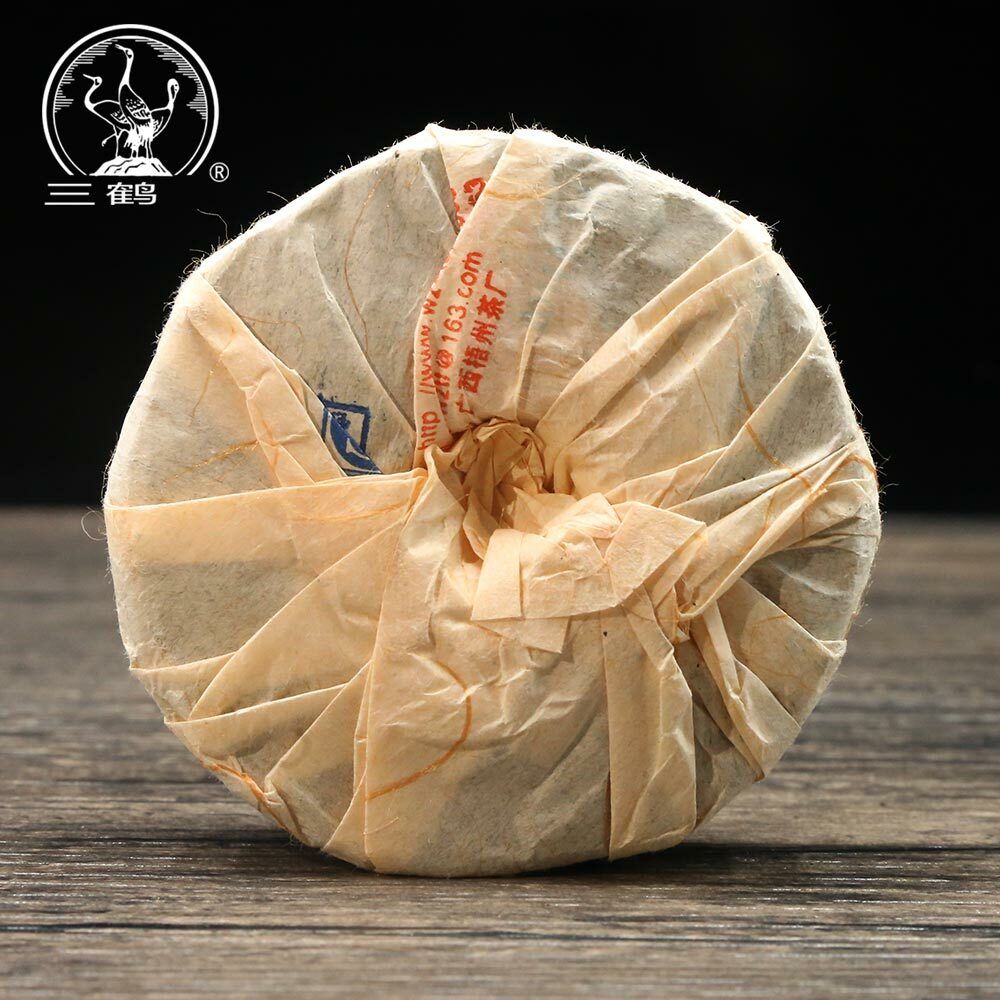 Three Cranes Sanhe 2014 "0207" Liu Bao Tea Cake Dark Tea Heicha 100g