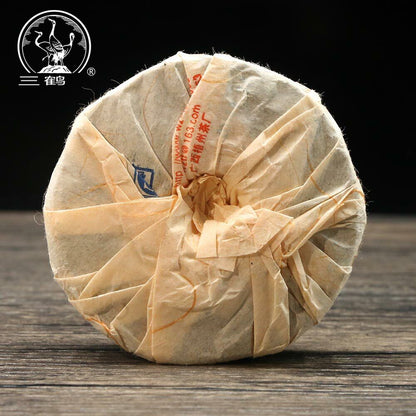 Three Cranes Sanhe 2014 "0207" Liu Bao Tea Cake Dark Tea Heicha 100g
