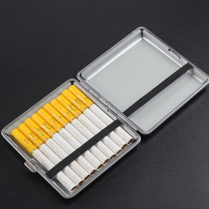 Cigarettes Box Metal Leather Cigars Cases Smoking Accessories Storage 99x94x19mm