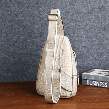Real Leather Sling Backpack, Himalayan Crocodile embossed Women's Crossbody Bag