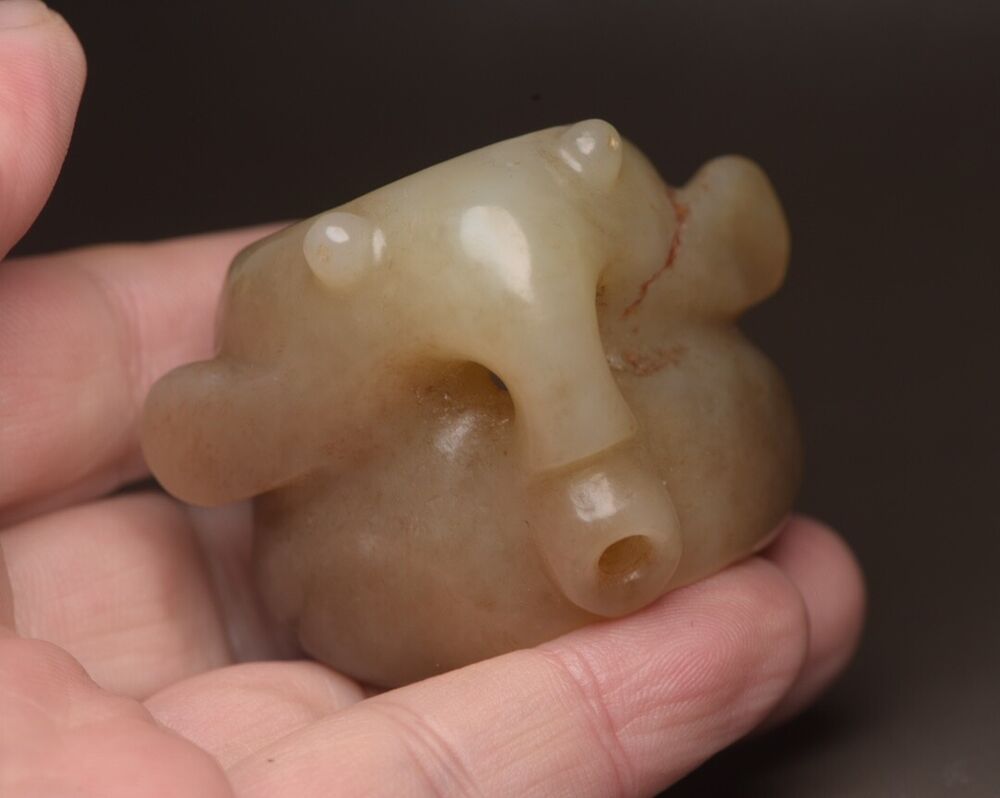 Chinese Antique Hetian Jade Carved Exquisite Unique Thumb Ring Jewelry Art Rare