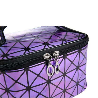 Functional Cosmetic Bag Fashion PU Leather Travel Necessaries Organizer Zipper