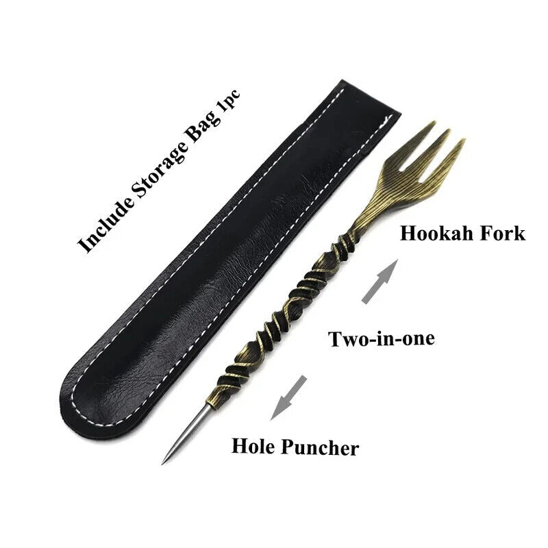 Hookah Fork With Pecker Retro Aluminum Foil Hole Puncher 2-In-1 Shisha Accessory