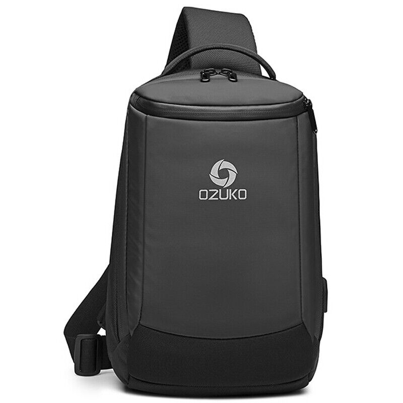 Men's Sling Backpack Oxford cloth Waterproof Crossbody Shoulder Bag USB Port