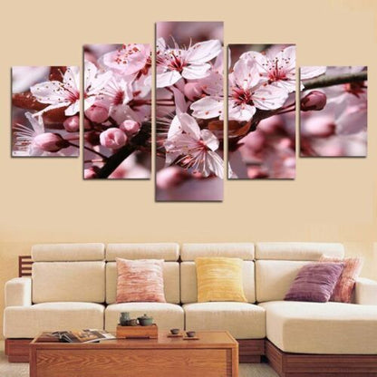 Pink Cherry Blossom Flower 5 Pcs Canvas Wall Art Painting Poster Home Decor