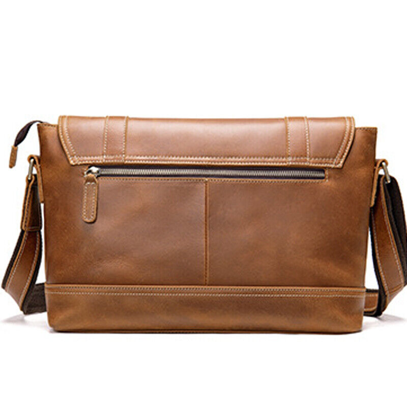 Crazy Horse Leather Men's Shoulder Messenger bag Cowhide Business Briefcase