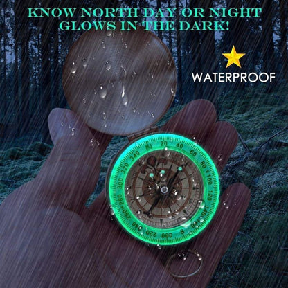 Camping Compass Glow in Dark Survive Metal Pocket Navigation Tool Hiking Outdoor
