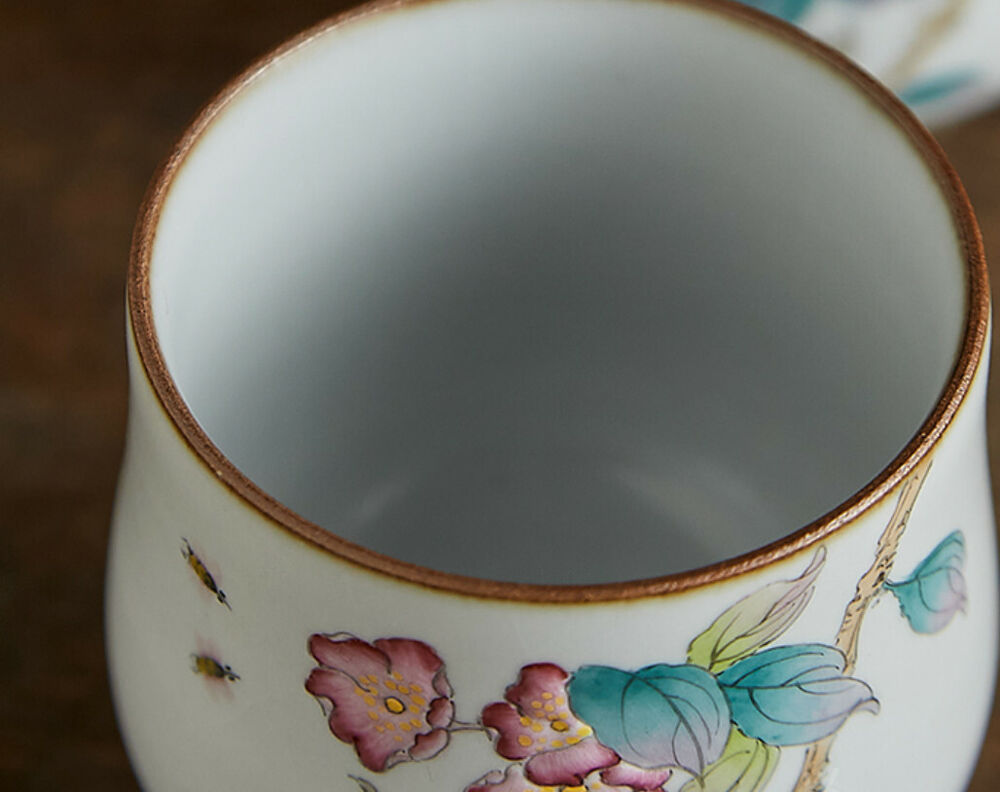 100cc China Song Dynasty Antique master tea cup ruyao begonia flower ceramic cup