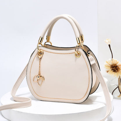 Leather Saddle Bag White Handbags Women Shoulder Messenger Bag Tote