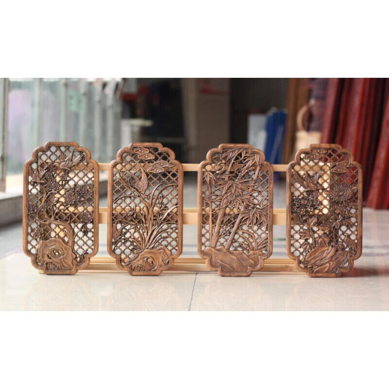 Hollow Wood Carving Chinese Classical Craft Camphor Wall Hanging Decoration 35cm