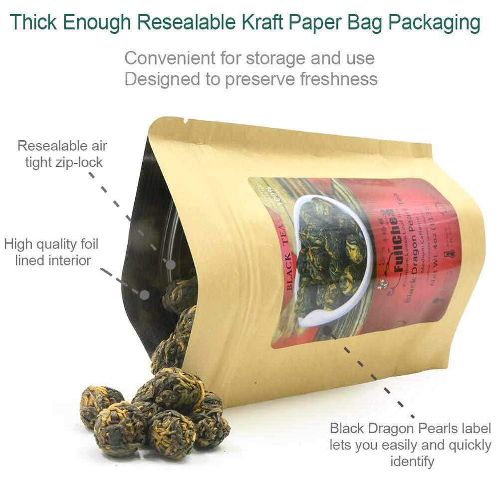 Organic Black Dragon Pearl Tea - Special Yunnan Black Tea 113g