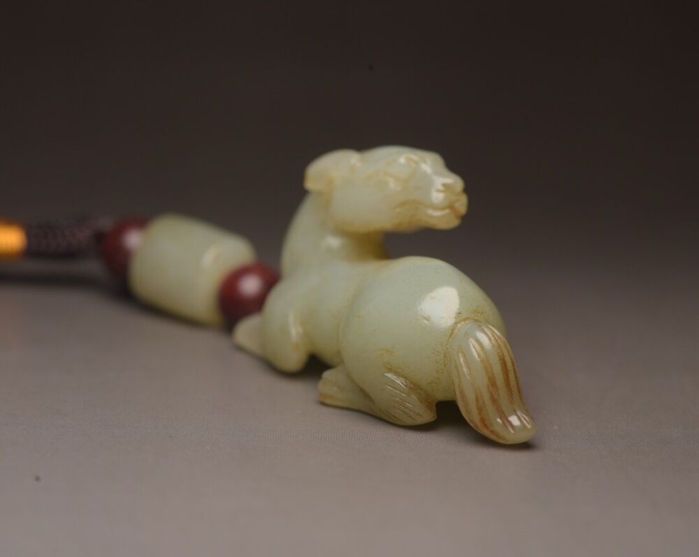 Chinese Vintage Antique Hetian Jade Carved Horse Statue Small Gift Rare Figurine