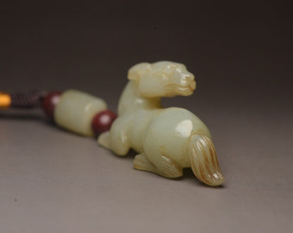 Chinese Vintage Antique Hetian Jade Carved Horse Statue Small Gift Rare Figurine