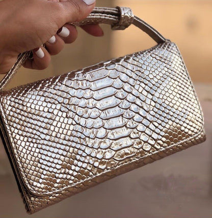 Leather Clutch Crossbody Bag Gold Luxury Serpentine Clutch Purse Messenger Bags