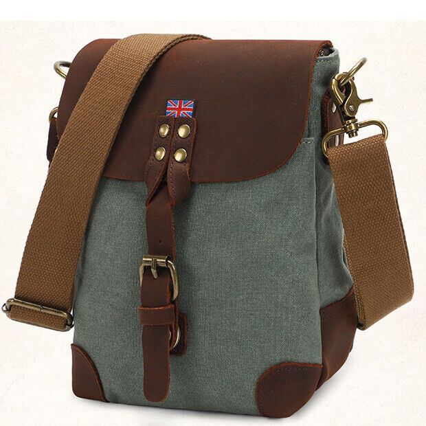 Men's Canvas&Leather Shoulder/Messenger Bags 8 inches Business Casual Daypack