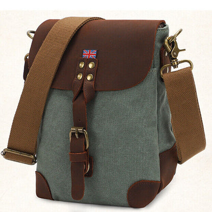Men's Canvas&Leather Shoulder/Messenger Bags 8 inches Business Casual Daypack