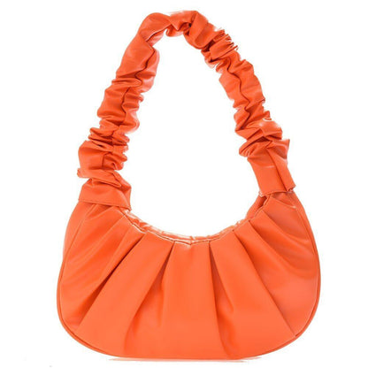 Retro Women Pleated Synthetic Underarm Bag Solid Color Pleated Handbag 270*170CM