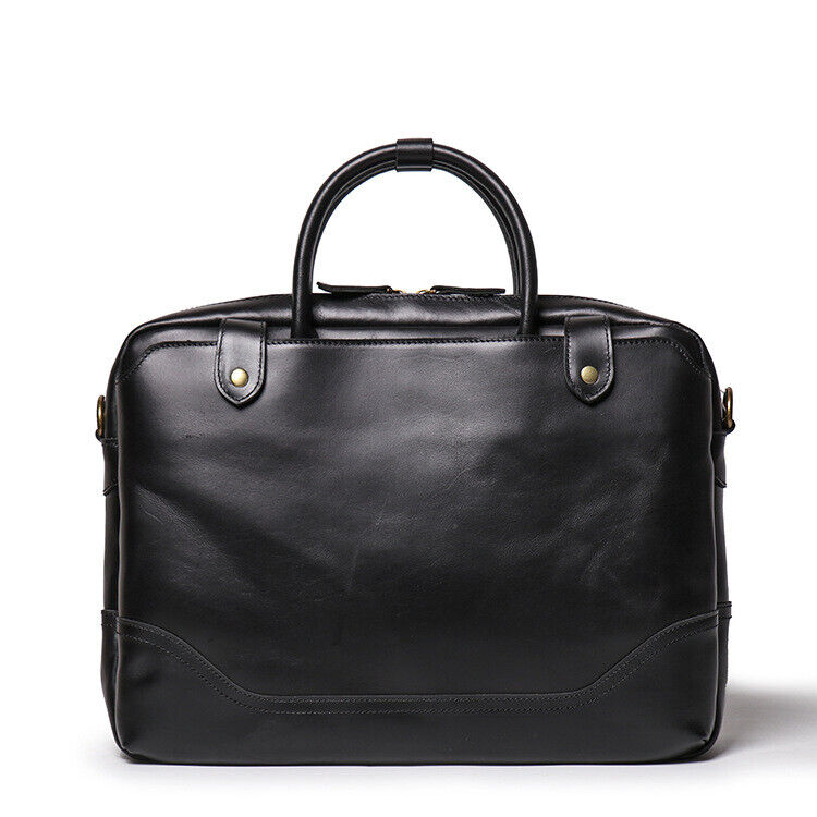 Men's Portable Briefcase Crazy Horse Leather Sling Shoulder Bags for 14" Laptop