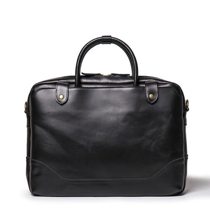 Men's Portable Briefcase Crazy Horse Leather Sling Shoulder Bags for 14" Laptop