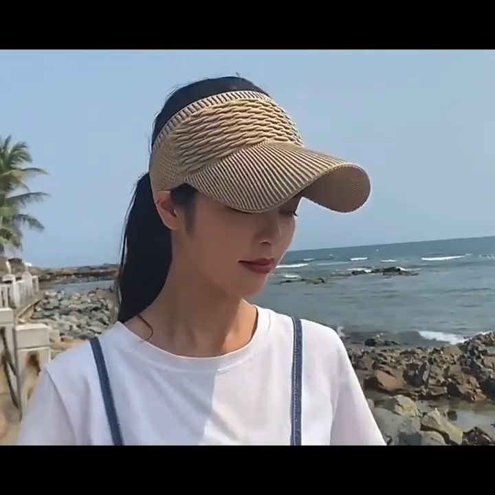 Women Visor Caps UV Summer Empty Top Hat Hollow Out Breathable Baseball Sunshade