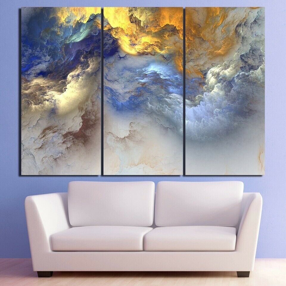 Abstract Psychedelic Space Cloud 3 Pieces Canvas Print Wall Art Home Decoration