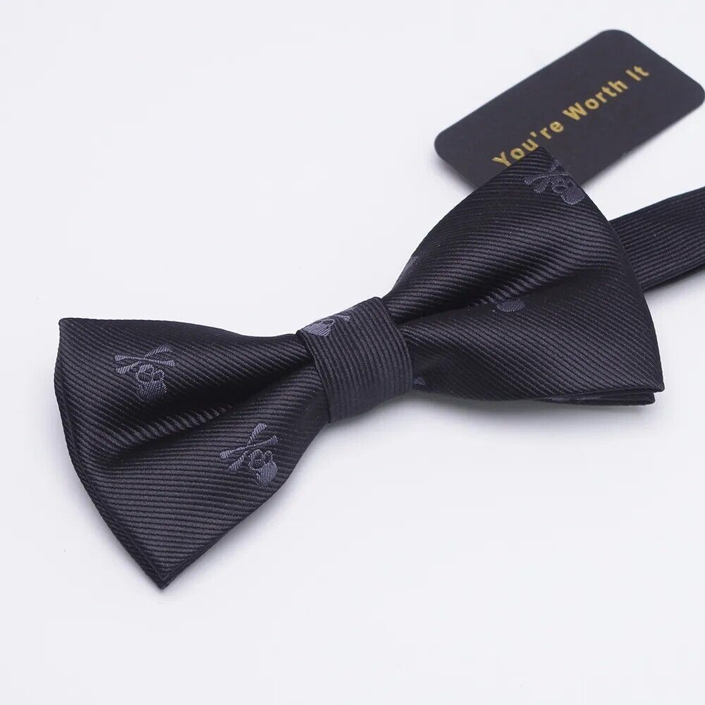Men Necktie 3Pcs Set Polyester Bowtie Slim Cartoon Skeleton Fashion Dress Cravat