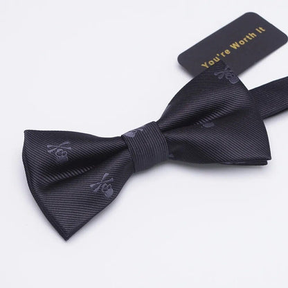 Men Necktie 3Pcs Set Polyester Bowtie Slim Cartoon Skeleton Fashion Dress Cravat