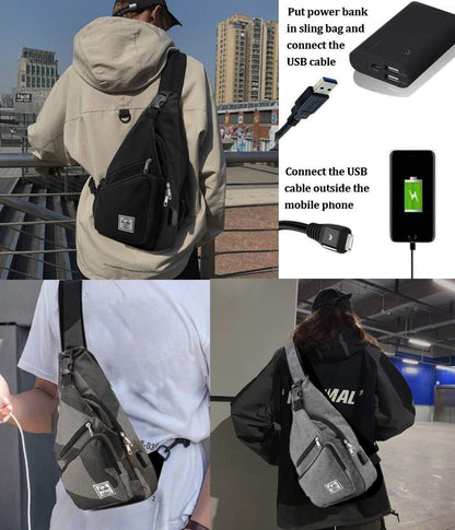d'yallee 15.4" Sling Bag for Men Crossbody Shoulder Chest One Size, Black