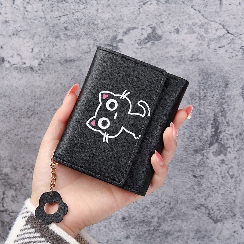 Wallet Cute Short Wallet Leather Small Purse Money Bag Card Holder 11.5x2x9 cm