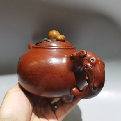 Vintage Chinese Yixing Purple Clay Teapot Zisha Ceremony Carving Collectible Art