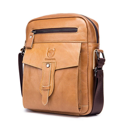 100% Genuine Leather Men's Sling Shoulder Bag 11" Large Capacity Crossbody Bag