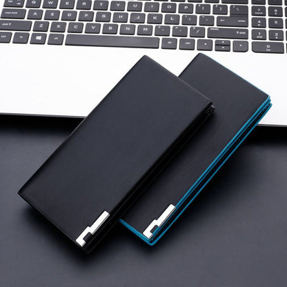 Thin Slim Wallet Long Clutch Bag Coin Purse Cardholder Polyester Black Blue 1 PC
