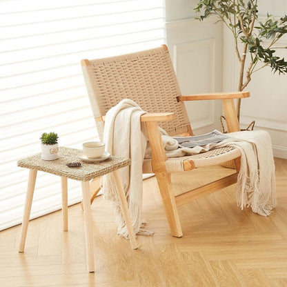 Natural Seagrass Side Table Modern Home Decor Living Room Bedroom Easy Assembly