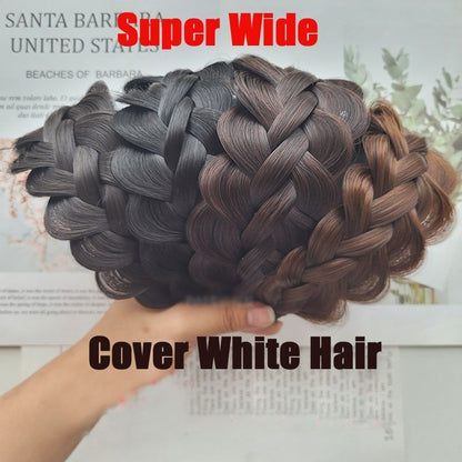 Headband Fishbone Braided Wig Wide Cover White Hair Large Volume Twist Hair Band