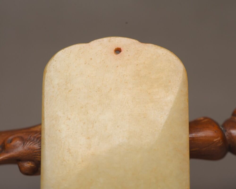 Chinese Old Natural Hetian Jade Hand Carved Kwan Yin Statue Lucky Jade Pendant