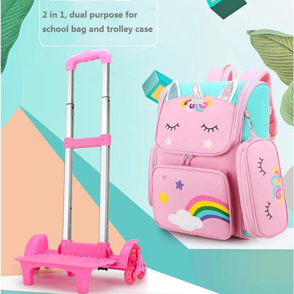 School Bags Backpack girls Trolley Bag Wheels Student Kids Backpack Bag