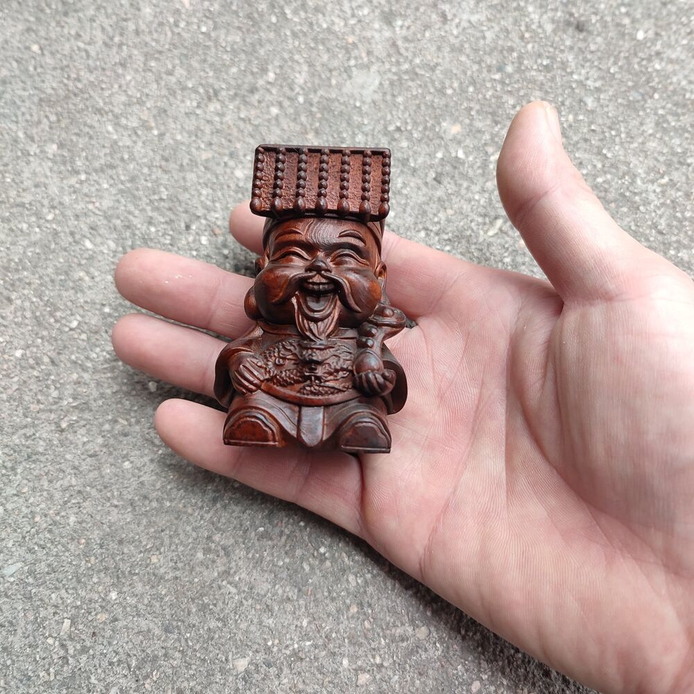 Wood Carving Buddha Statue Figurine Boxwood Kid Children Gift Statuette festival