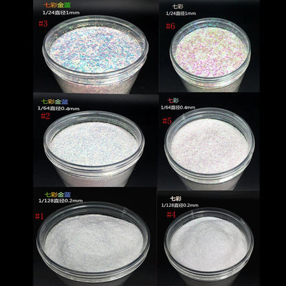 Nail Art Decor 1 Bottle AB White Sequins Glitters Holographic Flakes 0.2 0.4 1mm