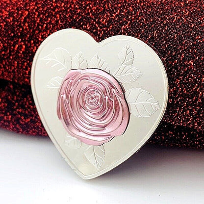 Commemorative Coins Love 3D Rose Silver Furniture Decorations Collections 40x5mm