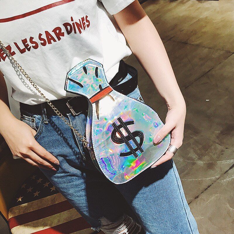 Synthetic Leather Messenger Bag Cartoon Shoulder Purse Fashion Chain Shell Purse