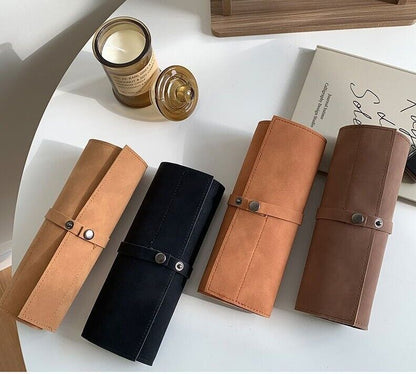 Watch Cases 5 Slots Vintage Frosted Leather Display Roll Travel Organizers Pouch