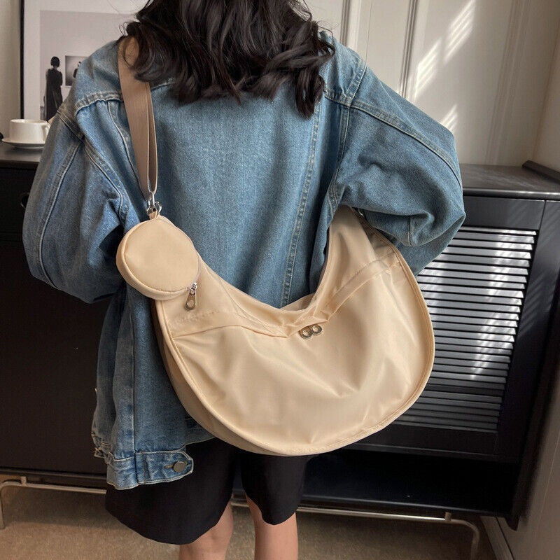 Canvas Shoulder Bag Tote Messenger Bag Large Capacity Dumpling Bag
