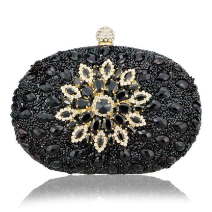 Wedding Silver Floral Crystal Clutch Bag Wallet Purse Handbags Nylon Hasp Women